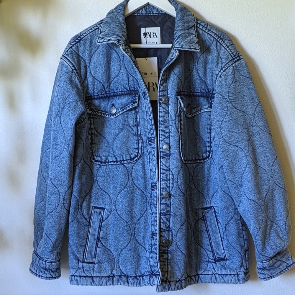 NWOT Zara Padded Denim Oversized Jacket